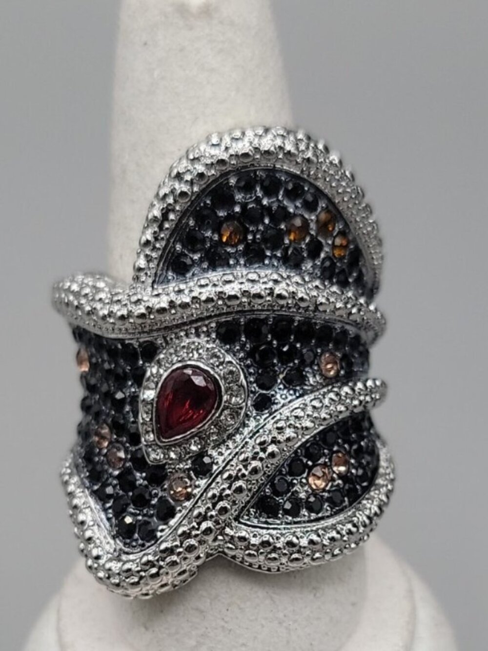 Vintage Twisted Geometric Ring / Elegant Water Drop Crystal CZ Ring Size 10